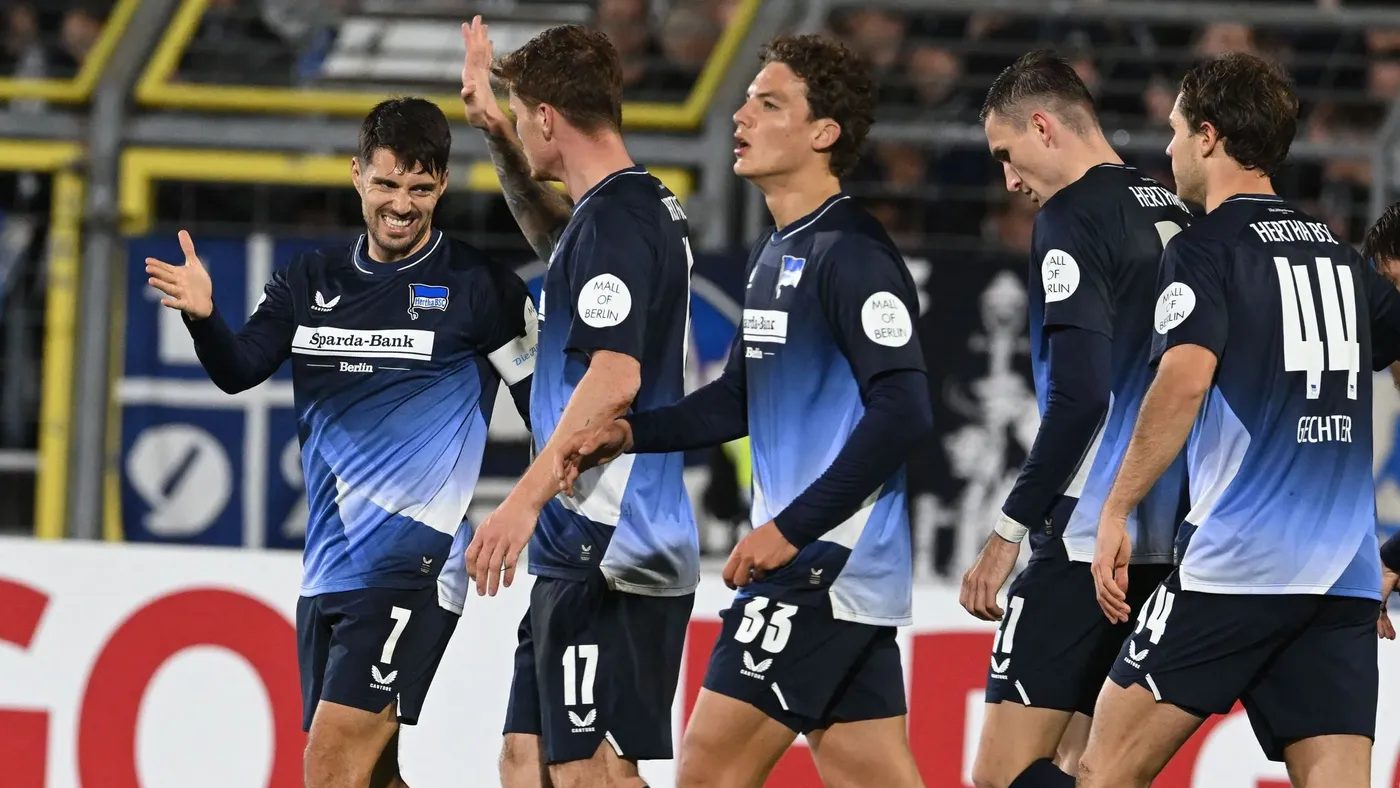 Mit Mühe gegen Dorfclub: Hertha erreicht Pokal-Achtelfinale